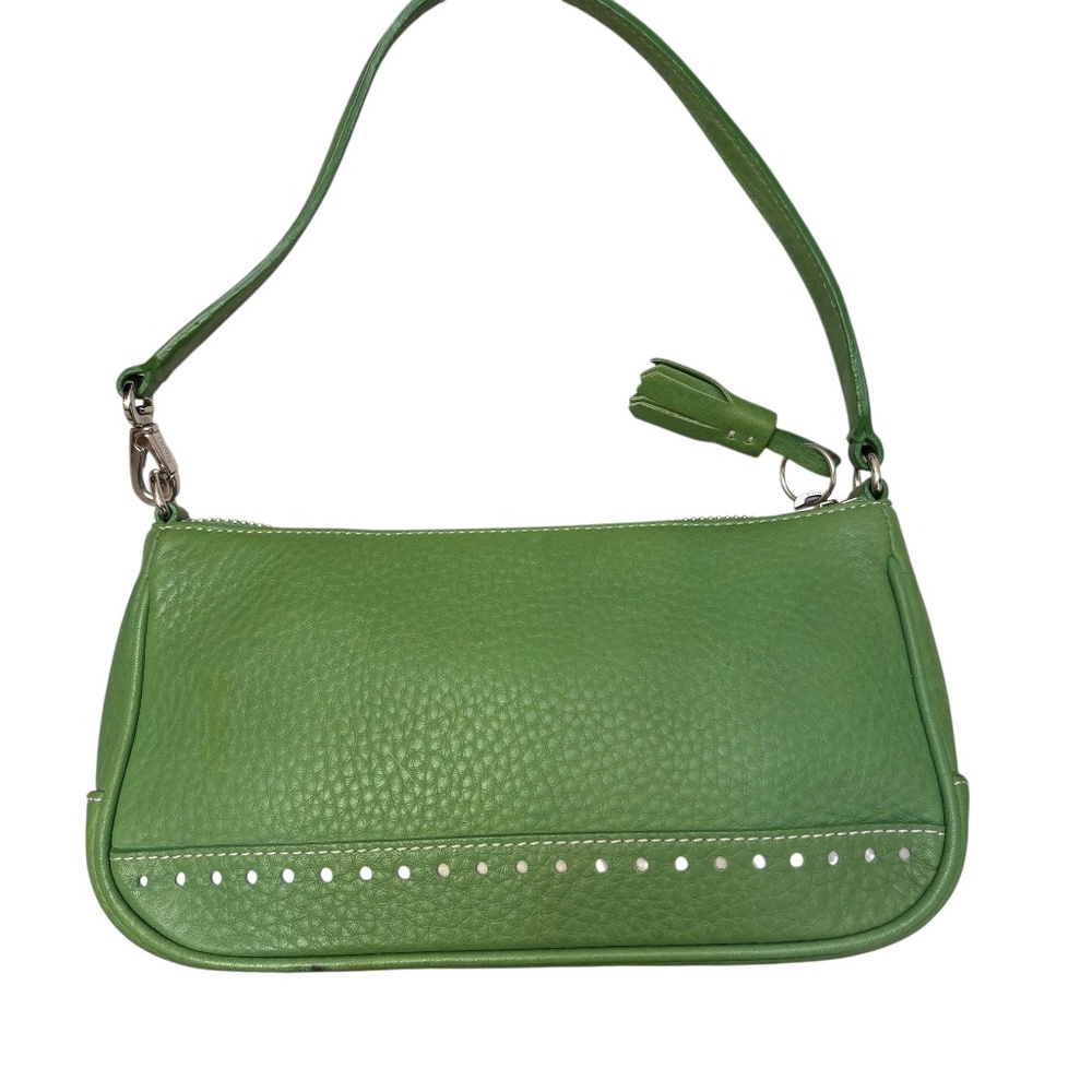 Coach Hampton mini Demi baguette vintage y2k RARE green pebbled leather